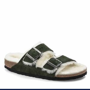 Birkenstock Shearling Sandal in Mountain View Green